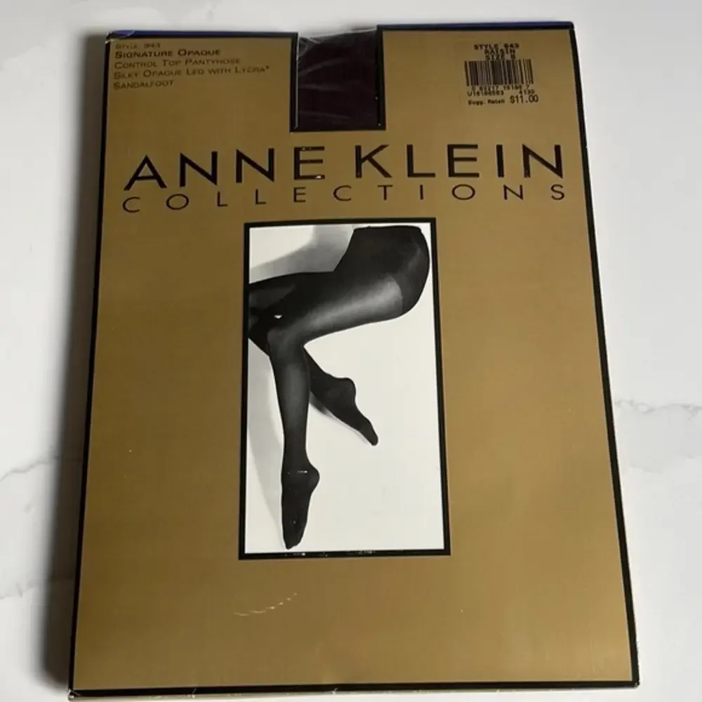 Anne Klein‎ Signature Opaque Control Top Pantyhose Raisin Size B NWT